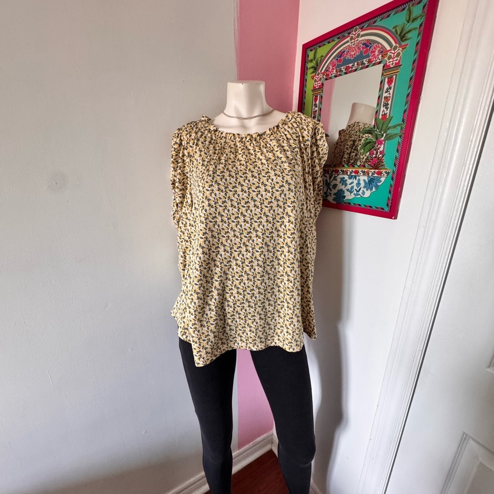 Max Studio Yellow Floral Blouse